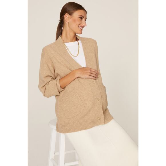 Emilia George Sz XS Tan Renee Merino Wool Maternity Cardigan Sweater - Picture 1 of 7